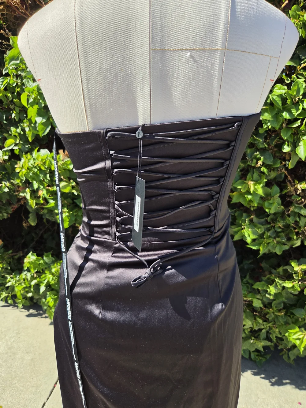 Baby Boo Vessa Maxi Dress Women's Medium 6 Black Satin Strapless Corset NWT